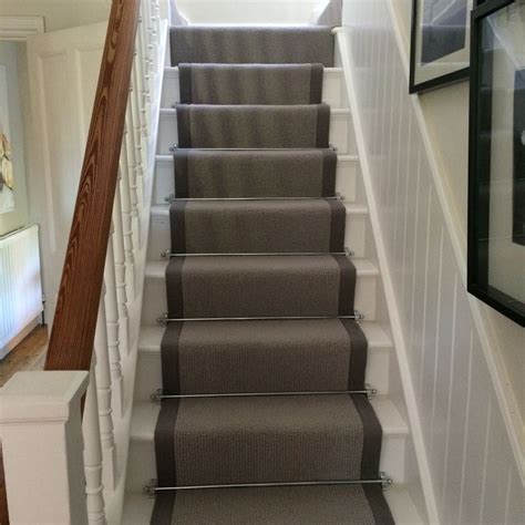 Great savings & free delivery / collection on many items. Pennells carpets ~ grey stair runner with chrome bars ...