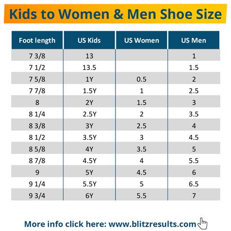 Shoe Conversion Chart Kids To Mens
