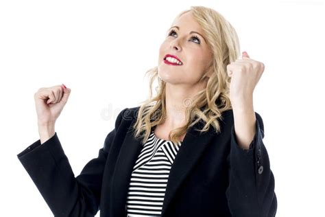 Relieved Young Business Woman Stock Photo Image Of Achievement Slim