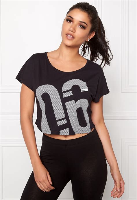 ONLY PLAY Brianna Cropped Tee Black Bubbleroom