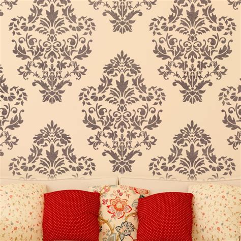 A wall decor stencil is a great choice if you want to decorate in a sustainable way. Damask Wall stencil pattern Ludovica for DIY Home decor ...