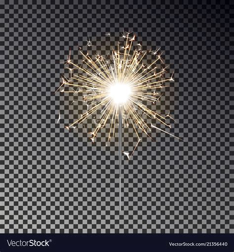 Bengal Fire New Year Sparkler Candle Isolated Vector Image