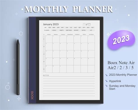 Boox Note Templates 2023 Monthly Planner 2023 Yearly And Etsy Uk