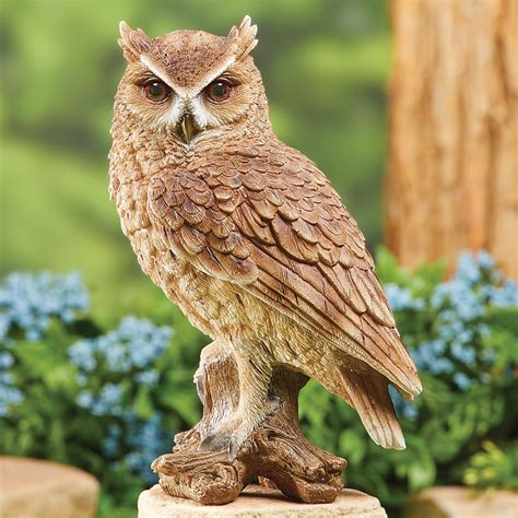 Realistic Hand Painted Resin Stately Owl Outdoor Statue Collections Etc