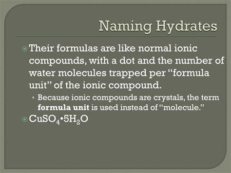 Ppt Chemistry Inorganic Nomenclature Hydrate Nomenclature Powerpoint