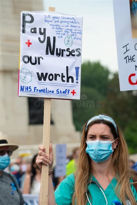protest demonstration by nhs nurses and key workers demanding a pay rise from the uk government