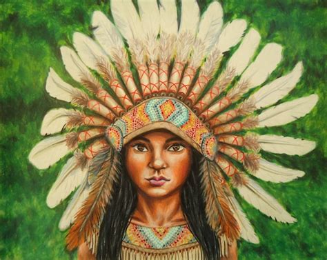 Native American Headdress Colorful Art Indian Art Original Artwork