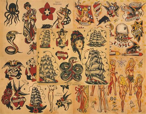 Buy Sailor Jerry Traditional Vintage Style Tattoo Flash 50 Sheets 11x14