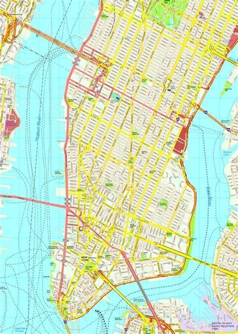 New York Manhattan Map Eps Illustrator Vector City Maps Usa America