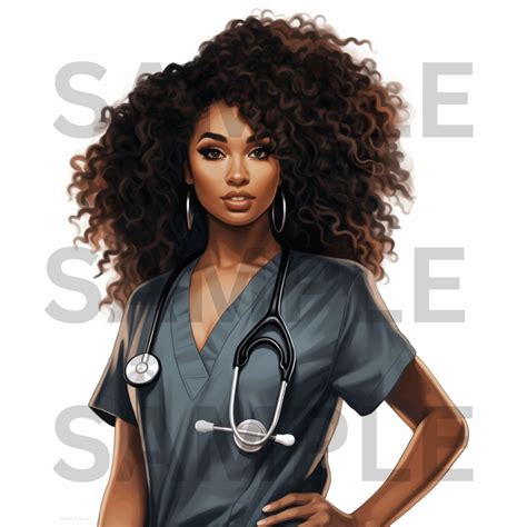 Black Nurse Clip Art Vol 2 Black Nurse Png Healthcare Etsy