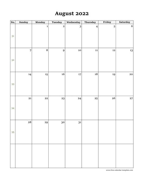 August 2022 Calendar Printable Pdf Free Letter Templates