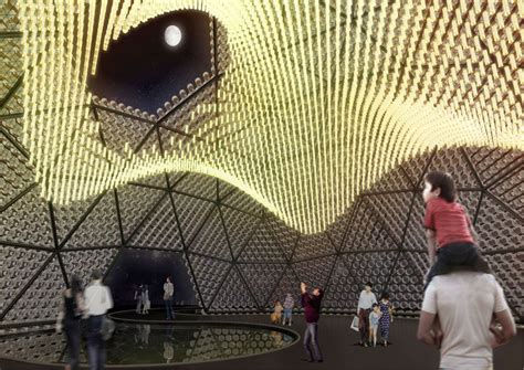 Rising Moon Lantern Pavilion Made From Recycled Water Bottles