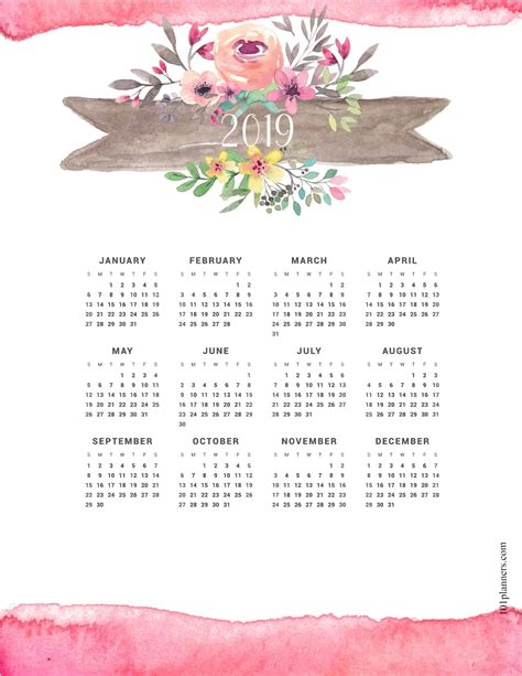 Planner Yearly 2019 2019 Planner Yearly Calendar Printable Planner