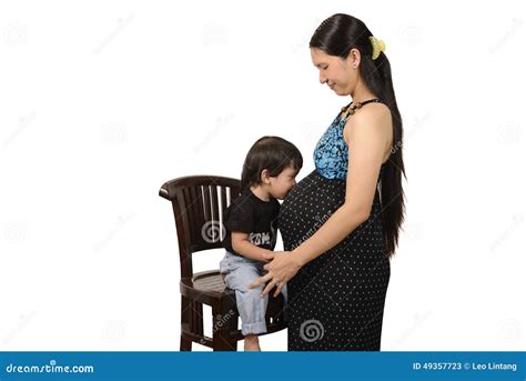 Pregnant Mother And Son Stock Photo Image
