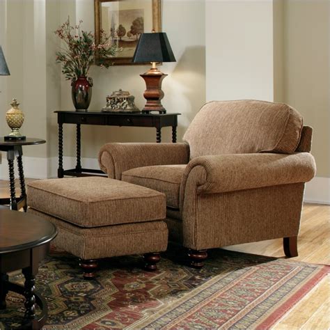 Broyhill Larissa 2 Piece Brown Chair And Ottoman Set With Cherry Wood