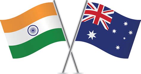 Australian And Indian Flags Vector Stock Illustration Download Image