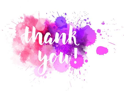 Thank You Lettering On Watercolored Background Stock Vector