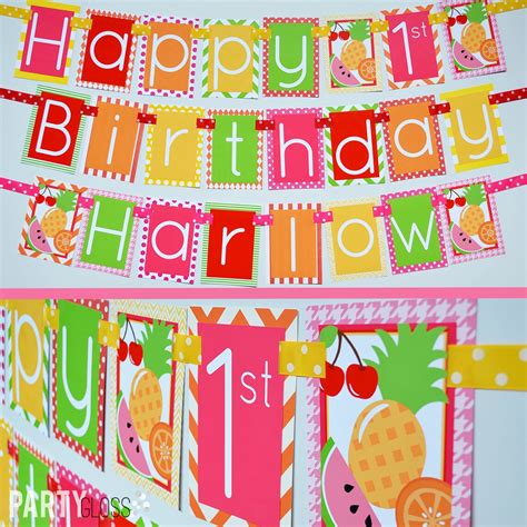 Tutti Frutti Birthday Party Banner Fully Assembled Decorations Etsy