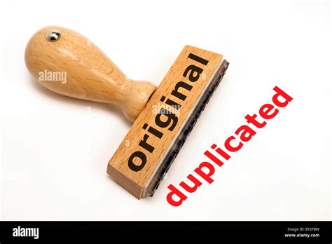 Rubber Stamp Marked With Original And Its Copy Duplicated Stock Photo