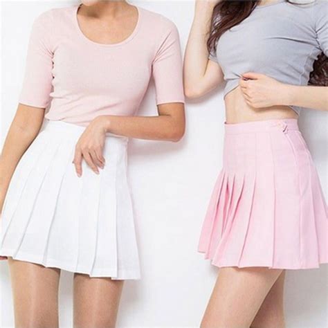 Clearance Sale High Waist Spring Skirt Women Ball Pleated Skirts Harajuku Skirts Solid A Line