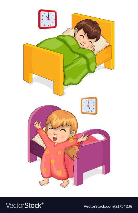 Boy Sleeping In Bed Collection Royalty Free Vector Image