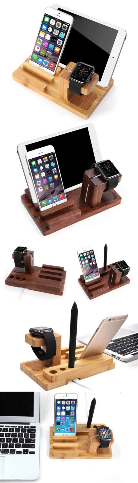 Showing the build process of a mega docking / charging station for all my apple products, gopro, and camera accessories. Bamboo Wooden Apple Watch Charging Station Dock Holder ...