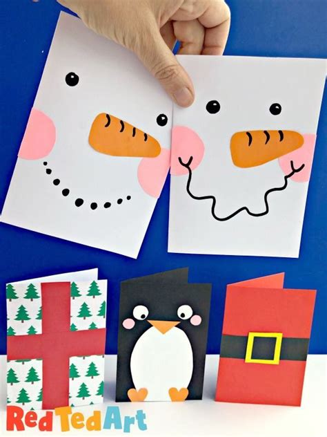 Super Simple Snowman Card Design Red Ted Art Kids Crafts In 2022