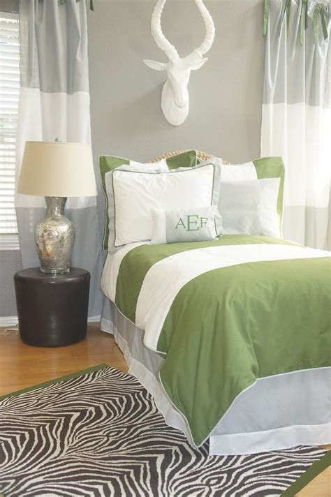 Gray and yellow striped walls Horizontal Striped Curtains - Transitional - boy's room ...