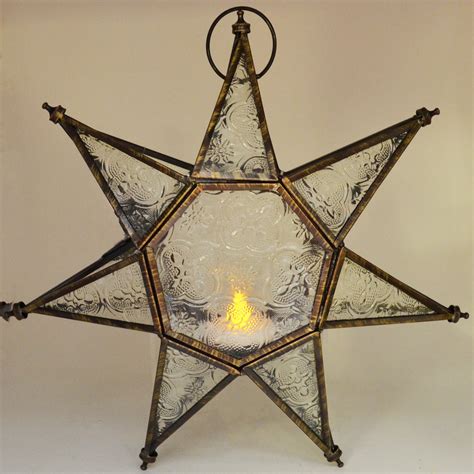 Moroccan Style Hanging Star Glass Lantern