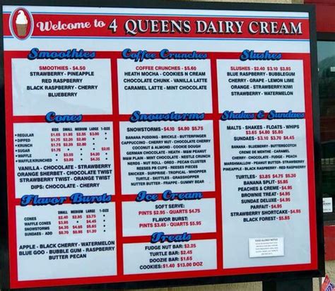 Menu At Queens Dairy Cream Waverly