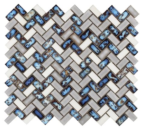 1125x1275 Herringbone Pattern Tango Sky Blue Porcelain Mosaic Tile