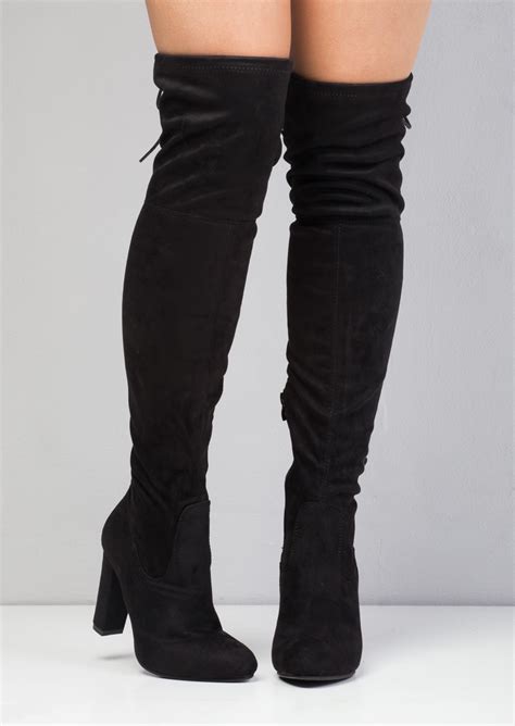 Black Suede Boots Knee High Burberry Knee High Suede Boots With Fringe In Black Lyst