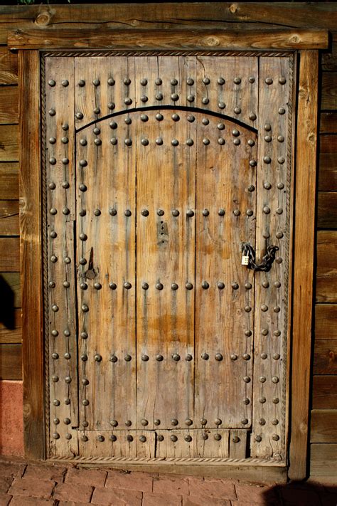 Old World Rustic Wooden Door With Bolts And Padlock Picture Free