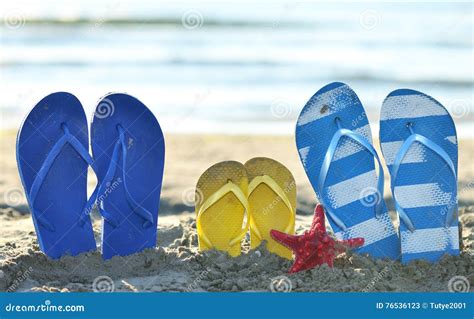 Color Flip Flops On The Sandy Beach Stock Image Image Of Leisure Background 76536123