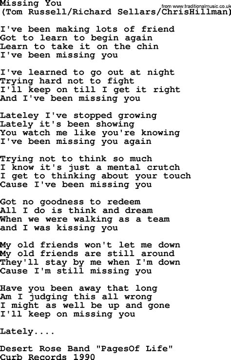 Missing You By The Byrds Lyrics With Pdf