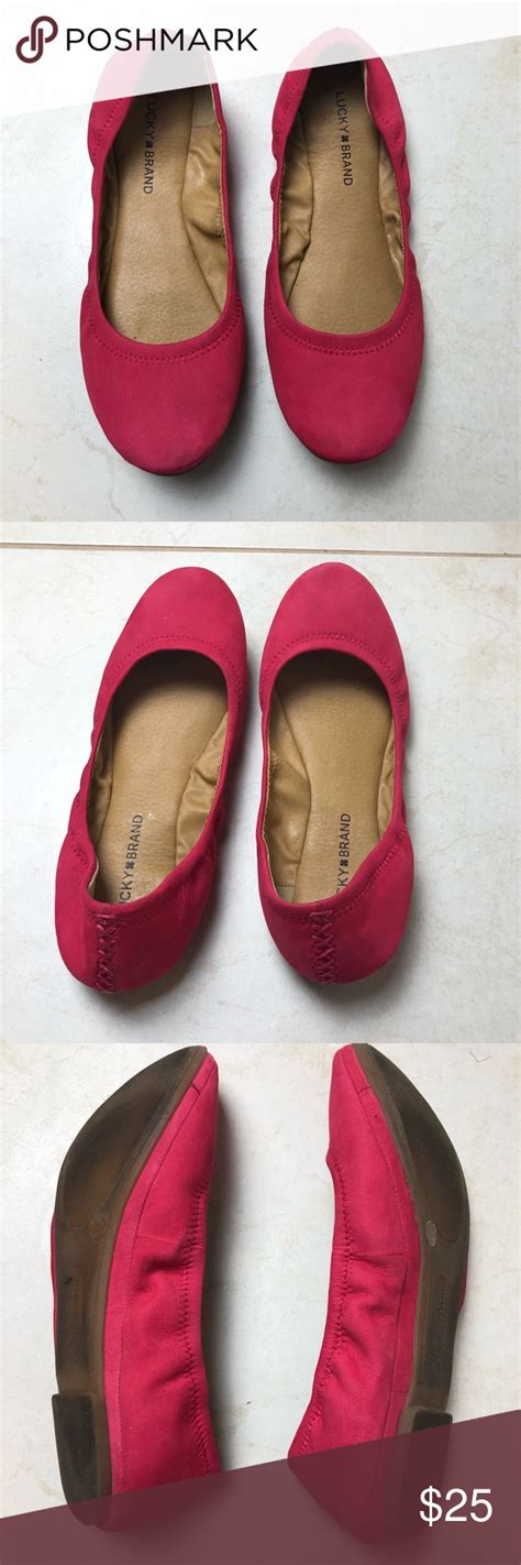 Lucky Brand Hot Pink Suede Ballet Flats Size 95 Pink Suede Suede