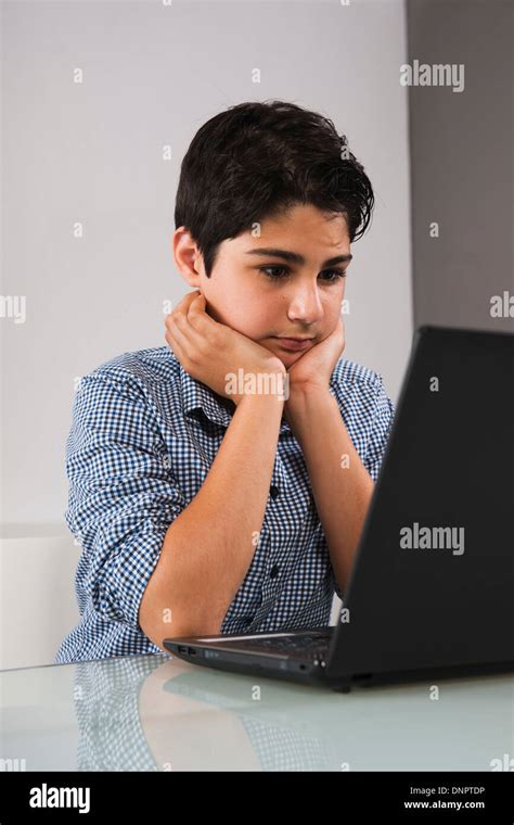 Old Image Of Teenager Boy On Computer Hi Res Stock Photography And