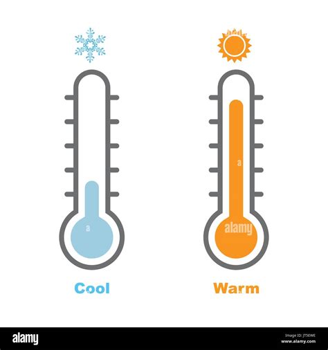 Vector Illustration Of Thermometer With Warm And Cool Levels Flat