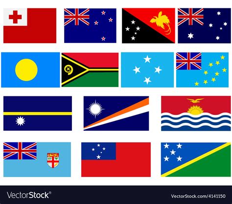 Flags Of Countries In Oceania Royalty Free Vector Image
