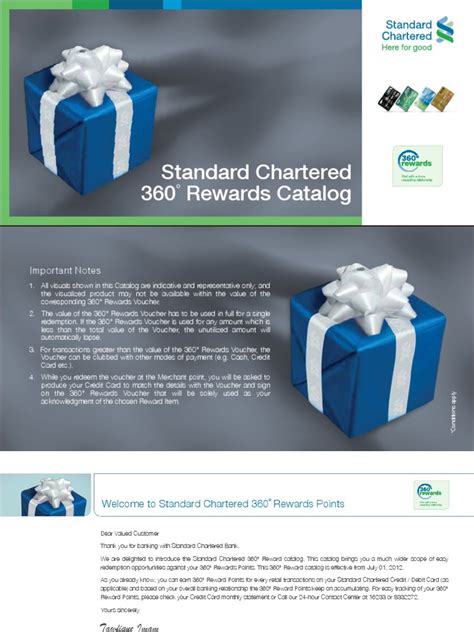 Please ensure you read the important information in the. Standard Chartered 360 Rewards Catalog(1).pdf | Loyalty ...