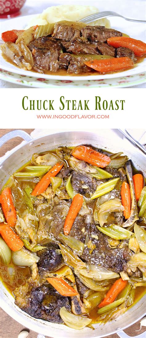 You've probably seen a chuck steak at the meat counter and wondered how to prepare this inexpensive cut. CHUCK STEAK ROAST | Cooking recipes, Easy dinner recipes, Food recipes