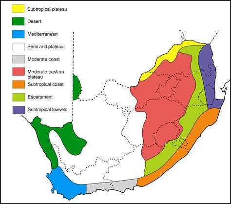 Major benefits can be derived from rainwater harvesting in the areas with the high rainfall. Climate regions in South Africa