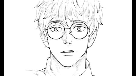 Cute Anime Boy With Glasses Drawing Easy Atoz