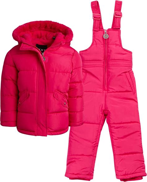 Dkny Baby Girls 2 Piece Snowsuit With Heavy Puffer Jacket And Snow Bib