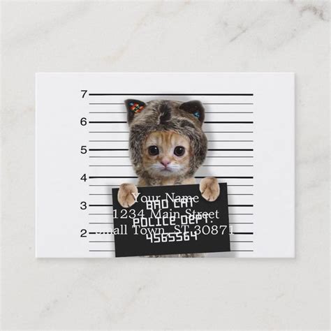 Mugshot Cat Crazy Cat Kitty Feline Business Card Crazy Cats Kitty Cats