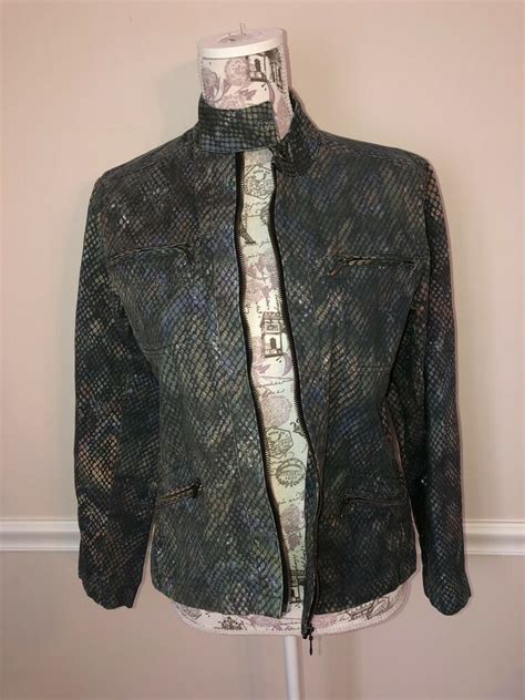 Levi's women's light wash sherpa lined collar jacket. CHICO'S Womens Moto Denim Jean Jacket Snake Print Shiny ...