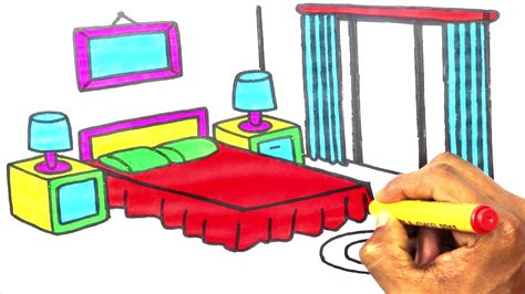 How To Draw Bedroom Drawing Easy Coloring Painting Tips Very Easy