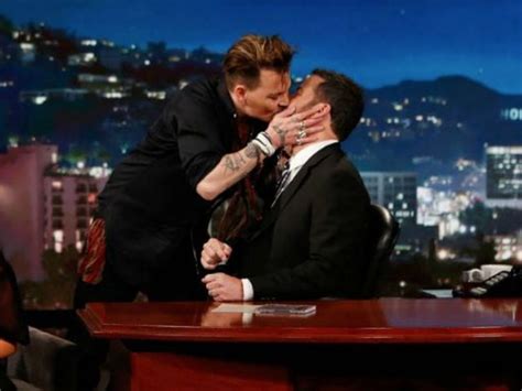 When Johnny Depp Kissed Jimmy Kimmel On His Show Ndtv Movies