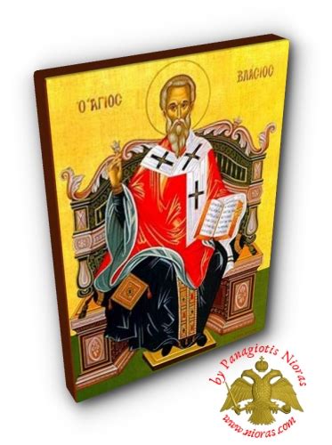 Saint Blaise Enthroned Byzantine Wooden Icon Saints Male Orthodox