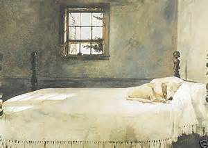 Taught by his father artist and illustrator n.c. Master Bedroom Andrew Wyeth House Dog Sleeping on Bed ...